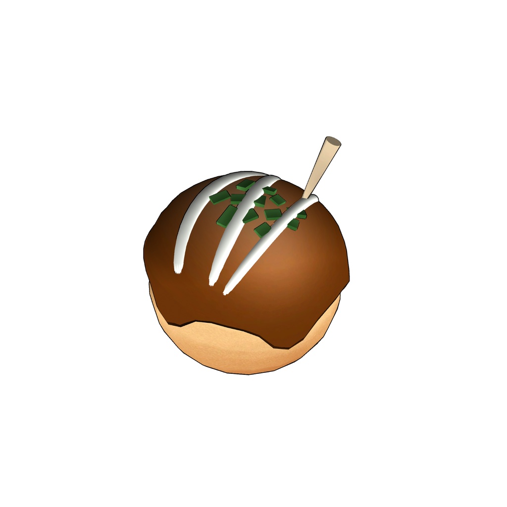 たこやきの髪飾りの3Dモデル