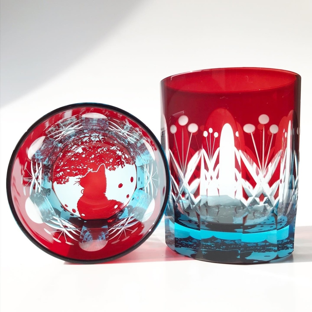 春季限定猫切子 春宵猫 映見玉矢来紋 切子 日 裏メニュー有 可夜硝子 Booth