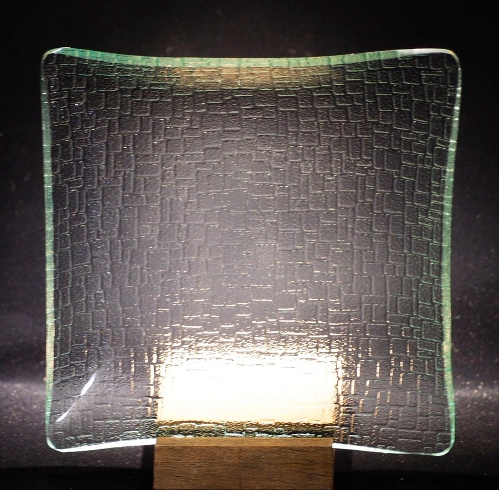 昭和型板ガラス『つづれ』角皿（特厚4mm）