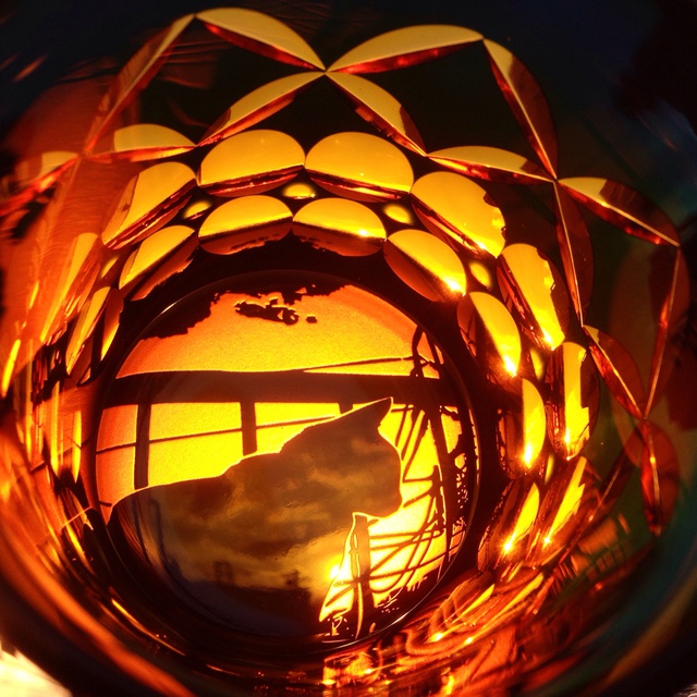 10日 夕焼け猫 七宝煌円環紋 切子 可夜硝子 Booth