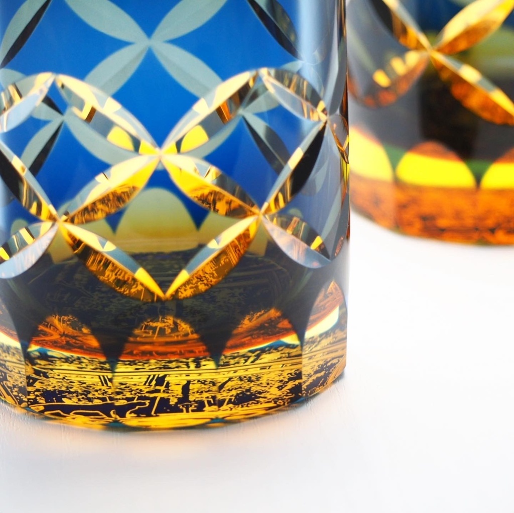 《大人の逸品掲載》夕暮れ神社猫+七宝紋/切子納期@30日