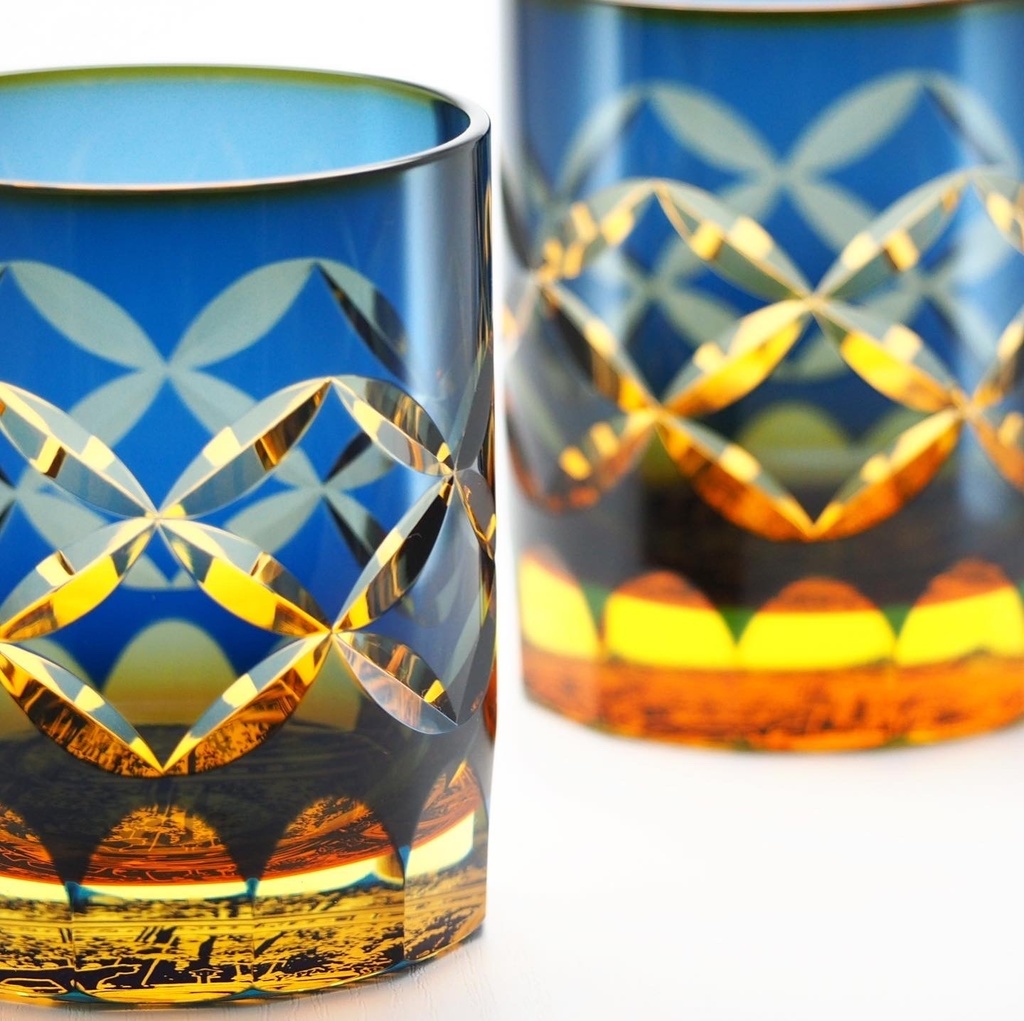 《大人の逸品掲載》夕暮れ神社猫+七宝紋/切子納期@30日