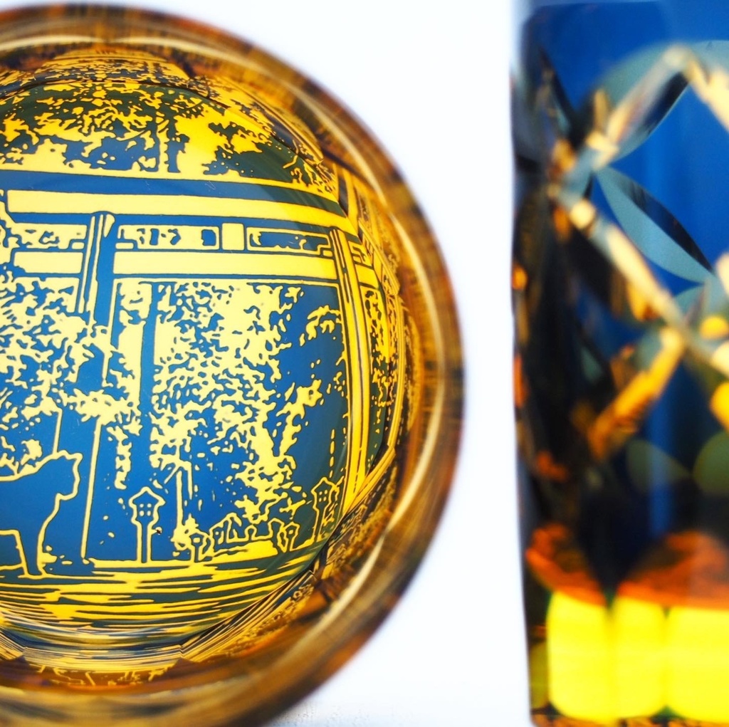 《大人の逸品掲載》夕暮れ神社猫+七宝紋/切子納期@30日