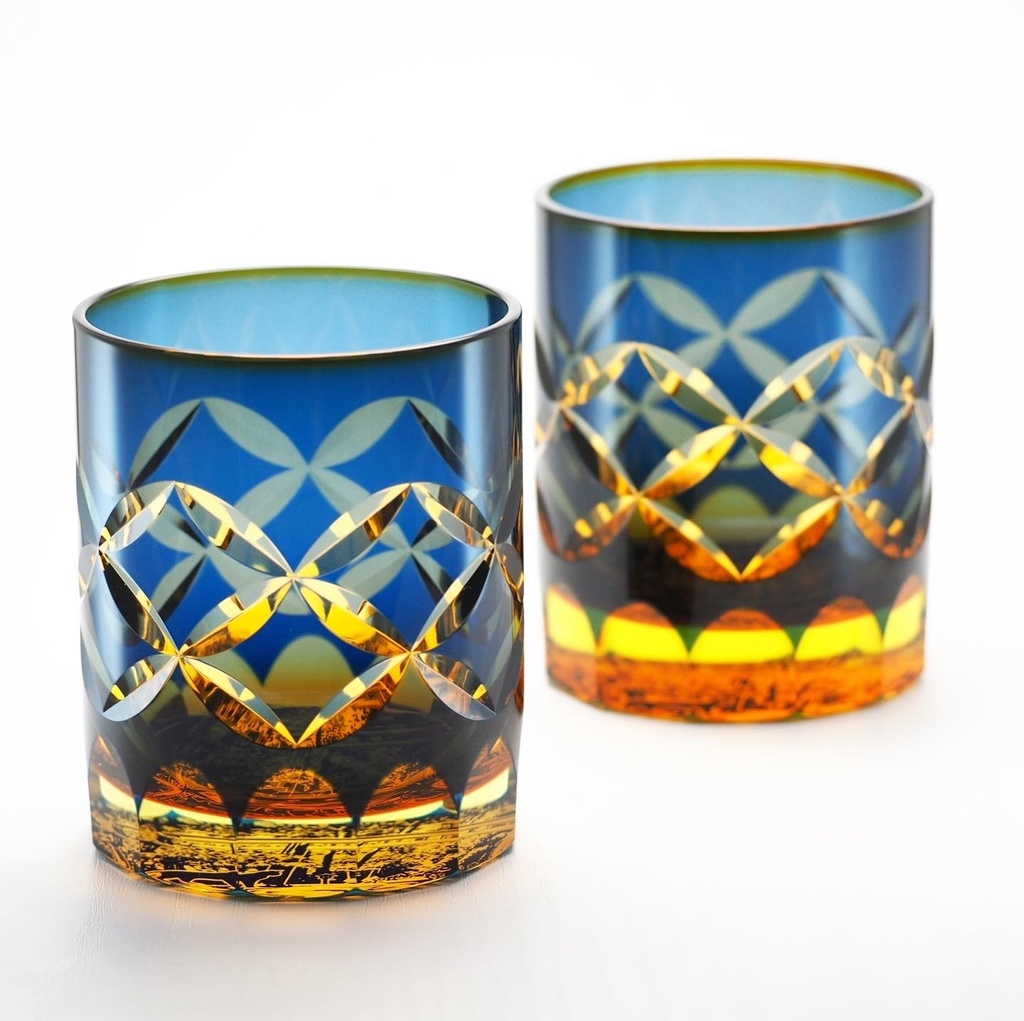 《大人の逸品掲載》夕暮れ神社猫+七宝紋/切子納期@30日