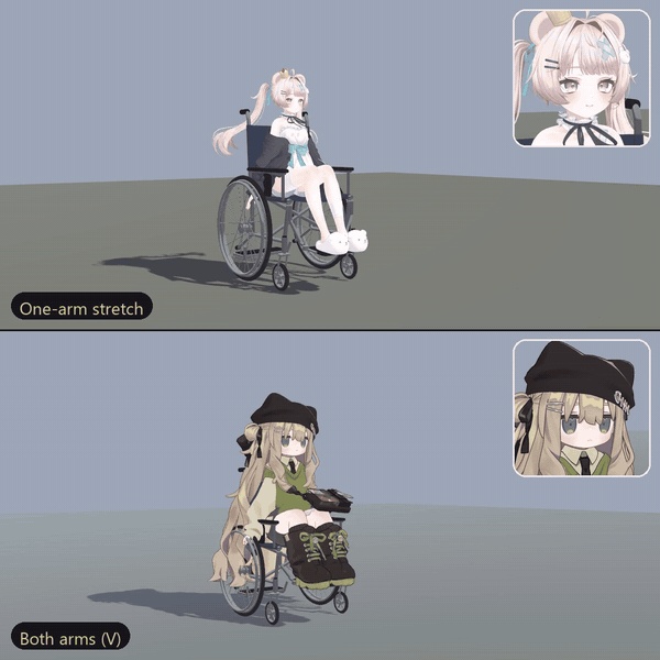 (v1.1.1) 汎用車椅子ギミック|Wheelchair【VRChat / Modular Avatar】