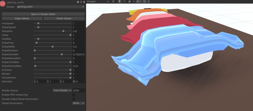 ゲーミング寿司シェーダー付き、寿司 (fbx, unitypackage)