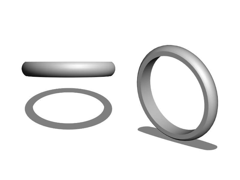 【3Dモデルデータ】リング1 : ケース付きペアリング(甲丸)【3D model, wedding ring and jewelry case】