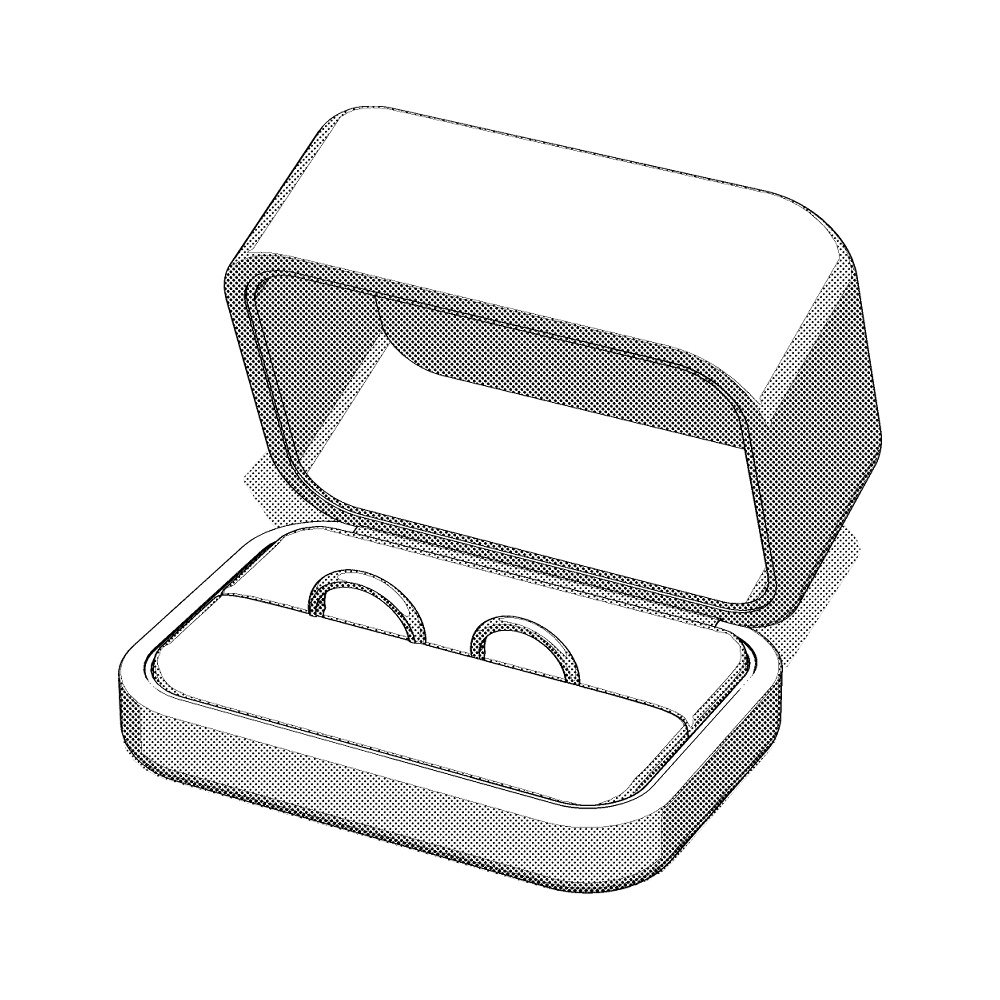 【3Dモデルデータ】リング1 : ケース付きペアリング(甲丸)【3D model, wedding ring and jewelry case】