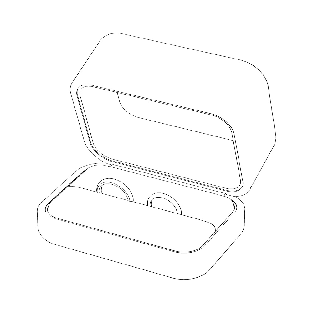 【3Dモデルデータ】リング1 : ケース付きペアリング(甲丸)【3D model, wedding ring and jewelry case】