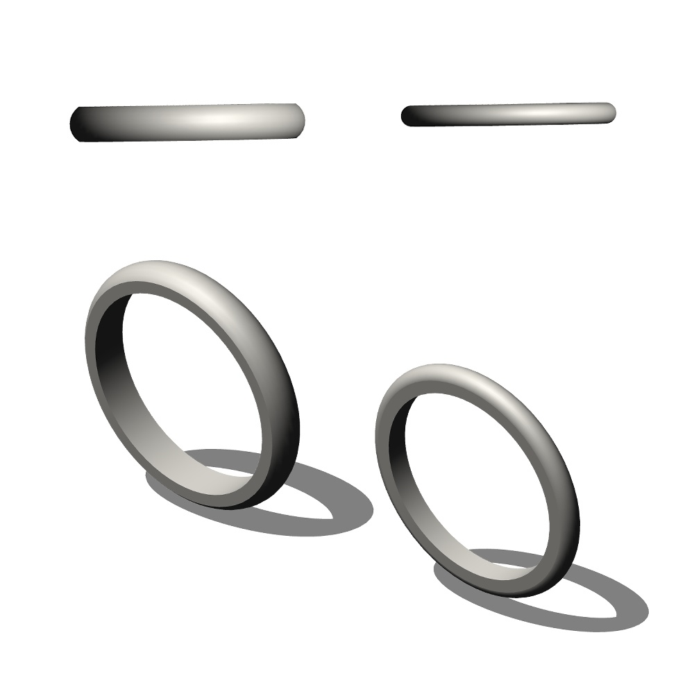 【3Dモデルデータ】リング1 : ケース付きペアリング(甲丸)【3D model, wedding ring and jewelry case】