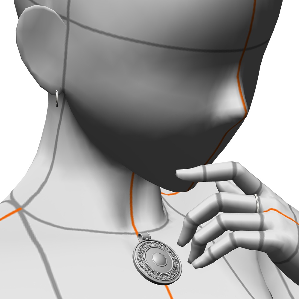 【3Dモデルデータ】ミル打ちリングとミル打ちのピアス【3DModel milgrainRing and pierced earrings】