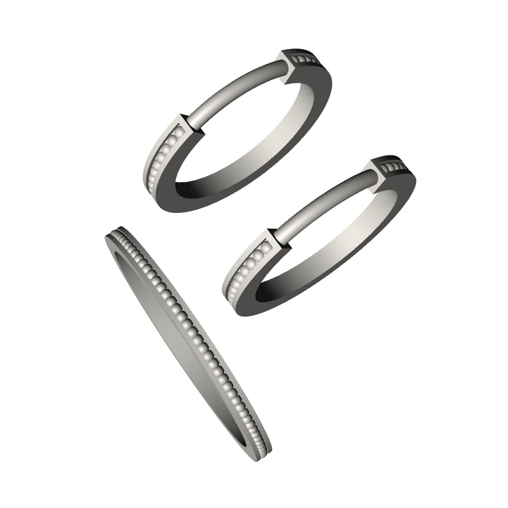 【3Dモデルデータ】ミル打ちリングとミル打ちのピアス【3DModel milgrainRing and pierced earrings】