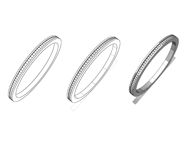【3Dモデルデータ】ミル打ちリングとミル打ちのピアス【3DModel milgrainRing and pierced earrings】