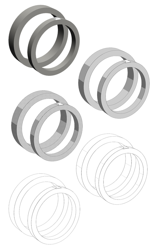 【3Dモデルデータ】ケース付きペアリング(平打ち・プリンセスカット)【3D model, wedding ring and jewelry case】