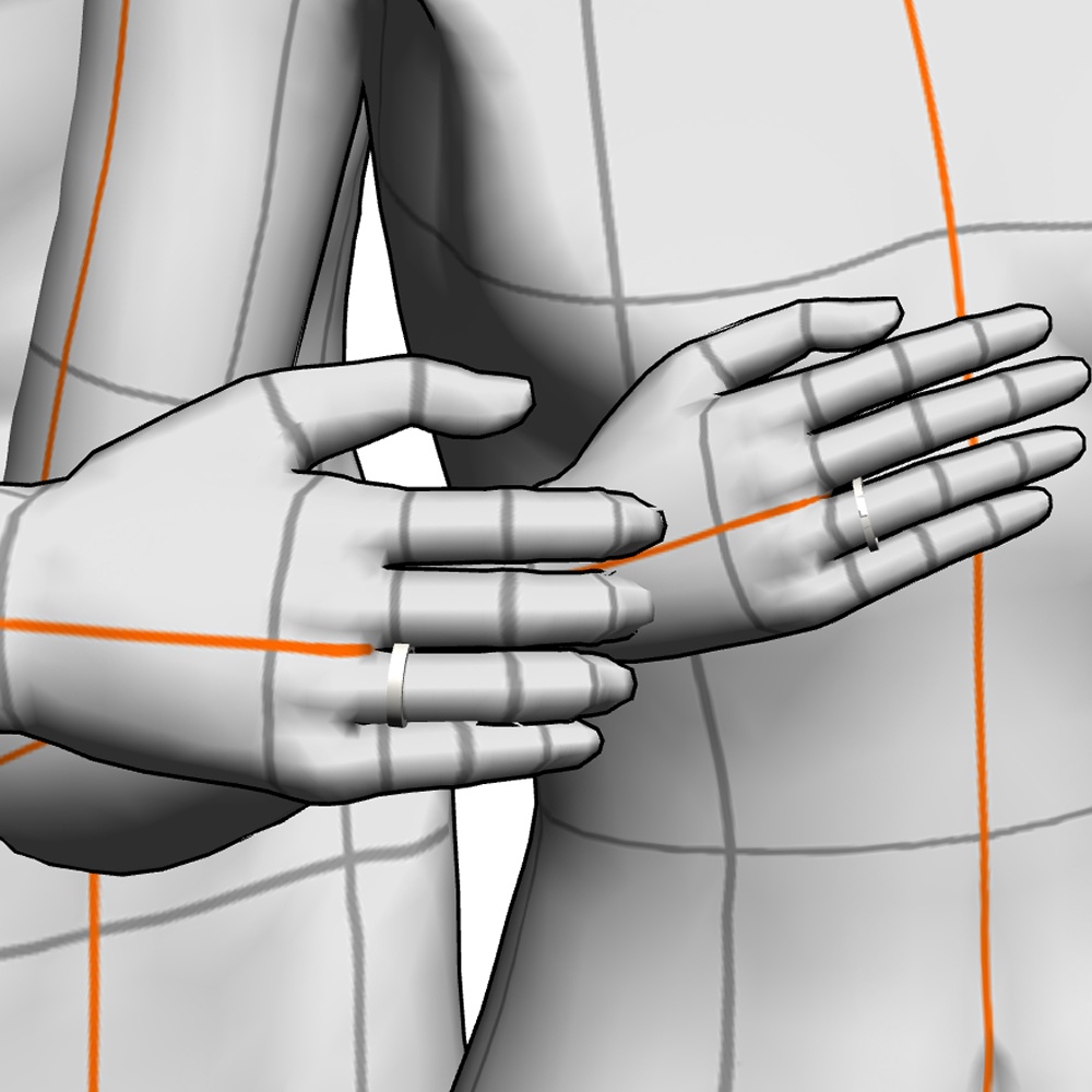 【3Dモデルデータ】ケース付きペアリング(平打ち・プリンセスカット)【3D model, wedding ring and jewelry case】