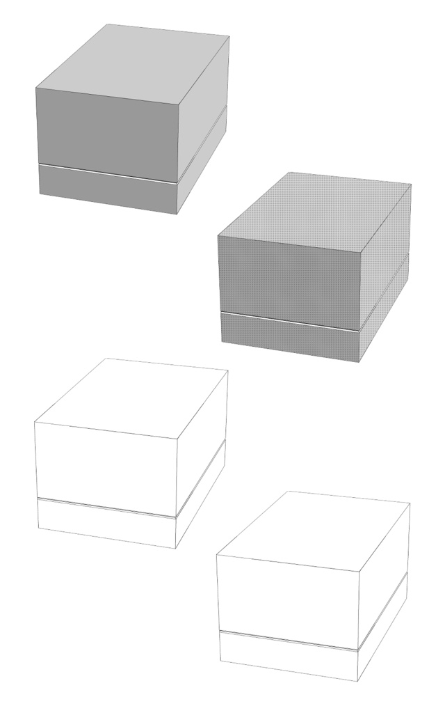 【3Dモデルデータ】ケース付きペアリング(平打ち・プリンセスカット)【3D model, wedding ring and jewelry case】