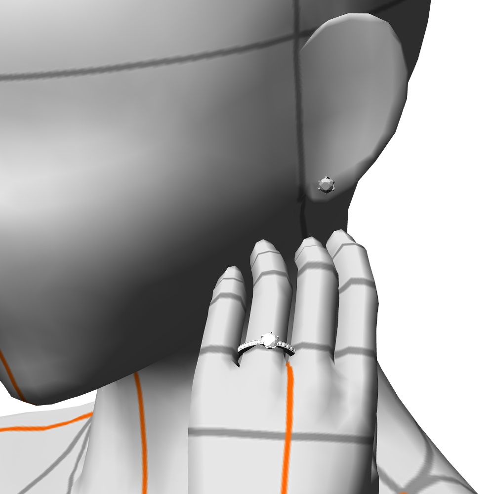 【3Dモデルデータ】石付きピアス【3D model・ Earrings with stones】