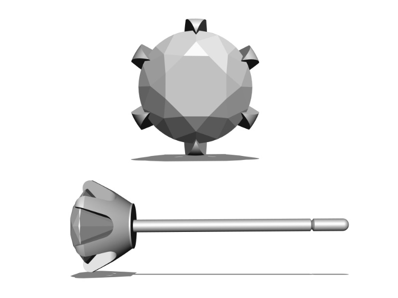 【3Dモデルデータ】石付きピアス【3D model・ Earrings with stones】