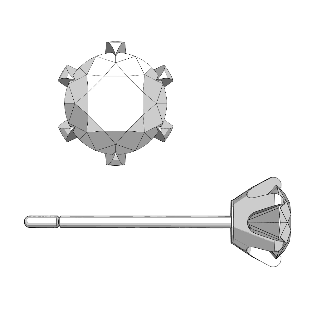 【3Dモデルデータ】石付きピアス【3D model・ Earrings with stones】