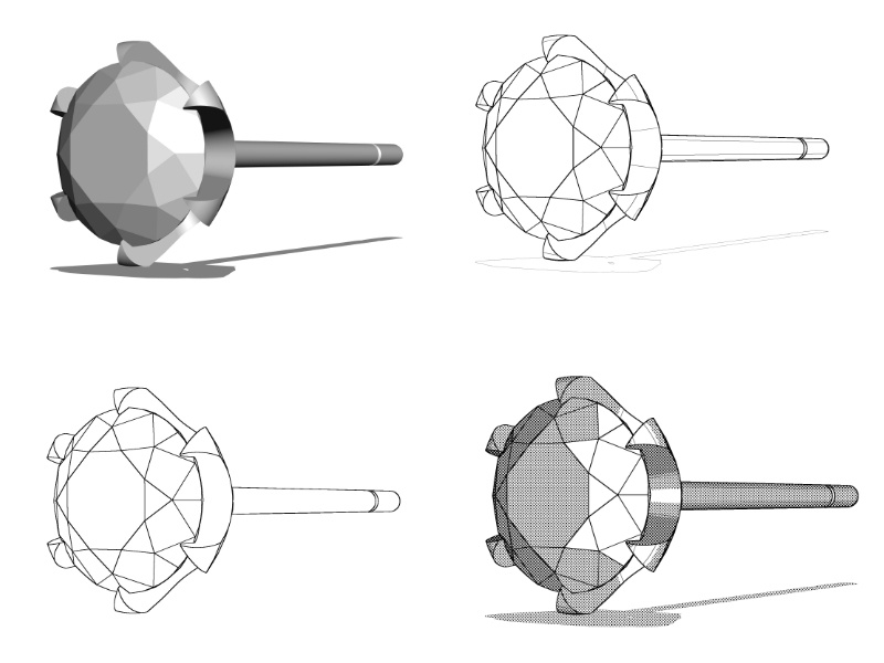 【3Dモデルデータ】石付きピアス【3D model・ Earrings with stones】