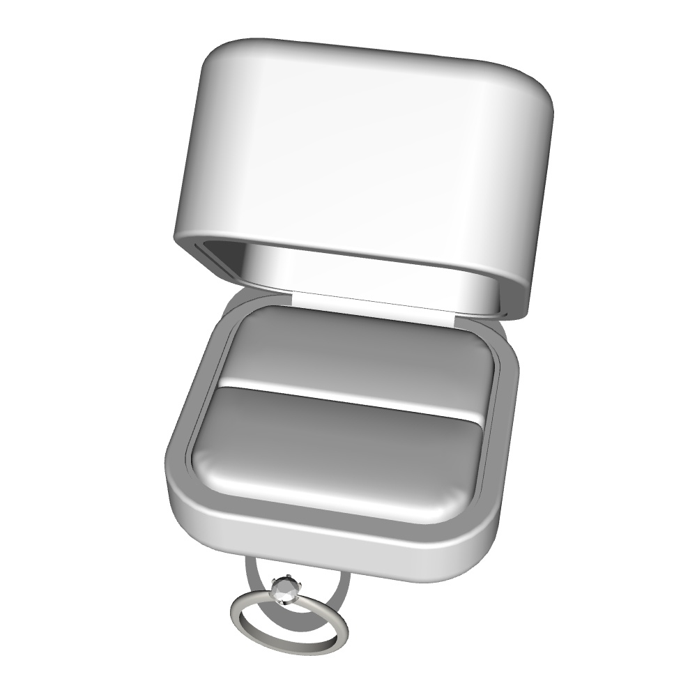 【3Dモデルデータ】ケース付きの婚約指輪【3D model engagement ring】