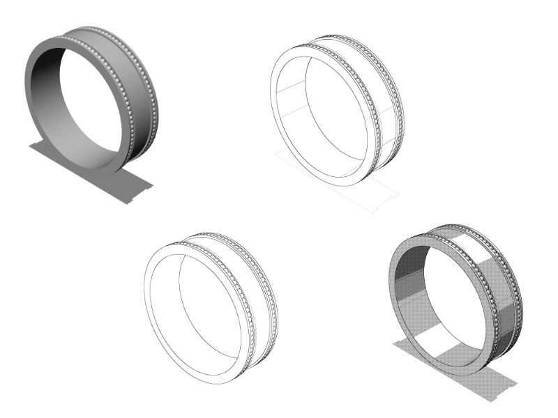 【3Dモデルデータ】ミルを打った幅の広い指輪【3DModel Ring】