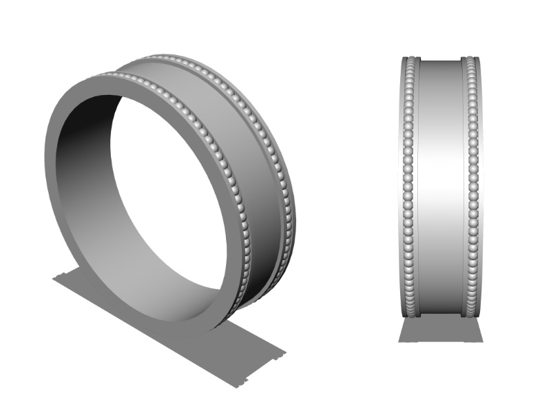 【3Dモデルデータ】ミルを打った幅の広い指輪【3DModel Ring】