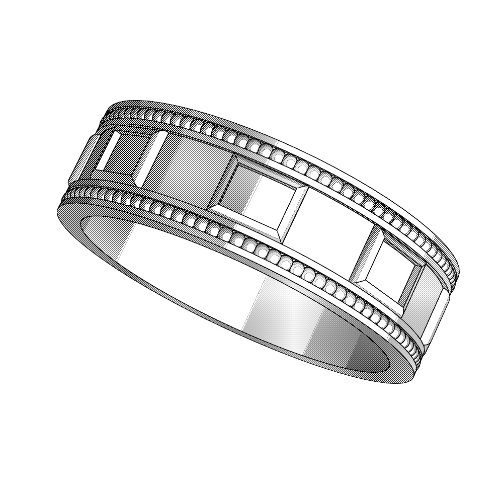 【3Dモデルデータ】ミルを打った幅の広い指輪【3DModel Ring】