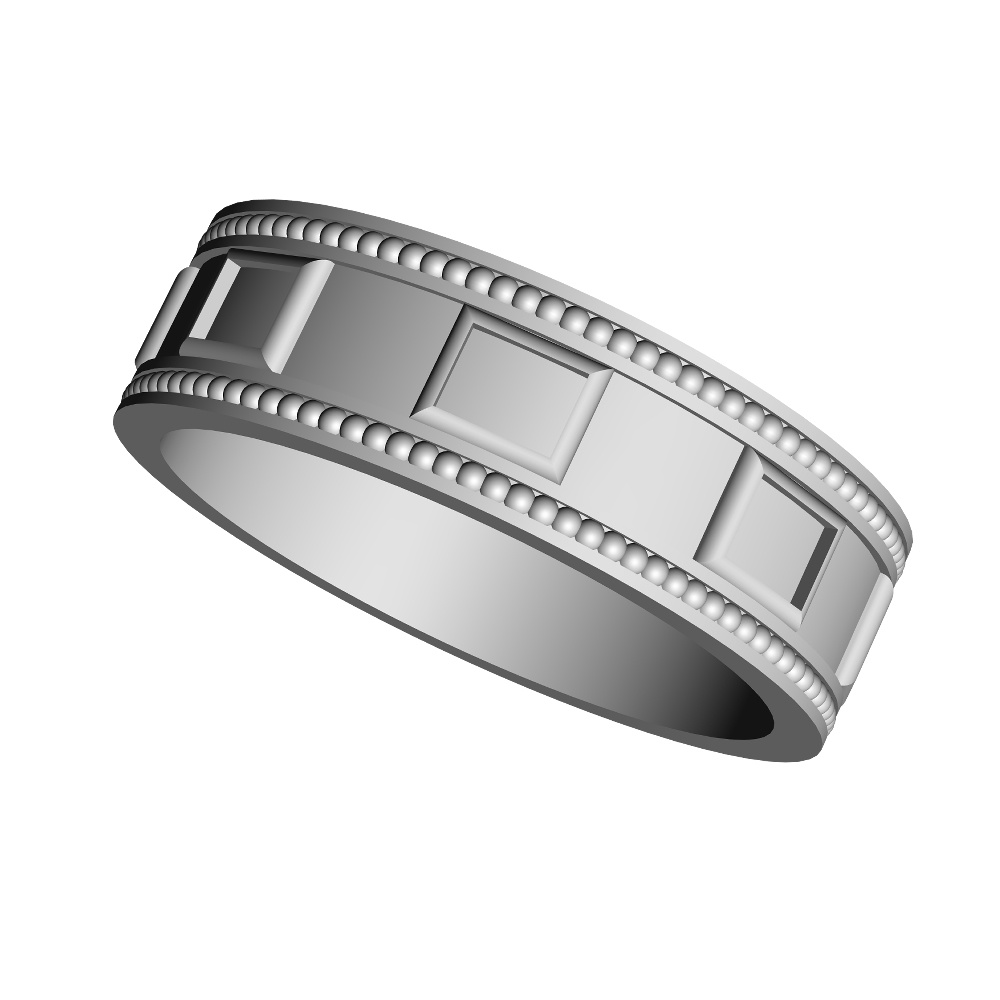 【3Dモデルデータ】ミルを打った幅の広い指輪【3DModel Ring】