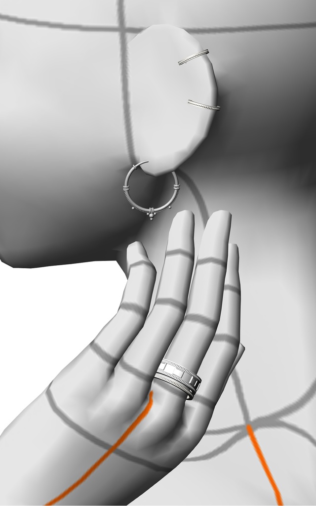 【3Dモデルデータ】ミルを打った幅の広い指輪【3DModel Ring】