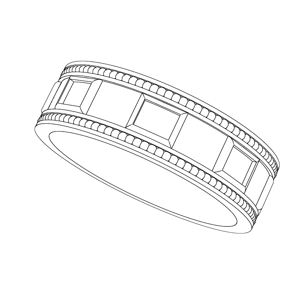【3Dモデルデータ】ミルを打った幅の広い指輪【3DModel Ring】