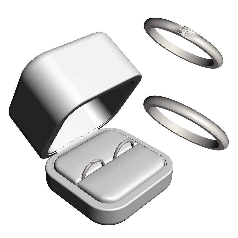 【3Dモデルデータ】ケース付きデザインリング【3DModel gem stone ring】
