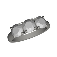 【3Dモデルデータ】3ストーンリング【3D Model 3 Stone Ring】
