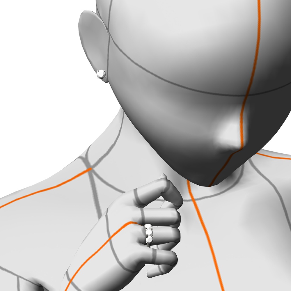 【3Dモデルデータ】3ストーンリング【3D Model 3 Stone Ring】