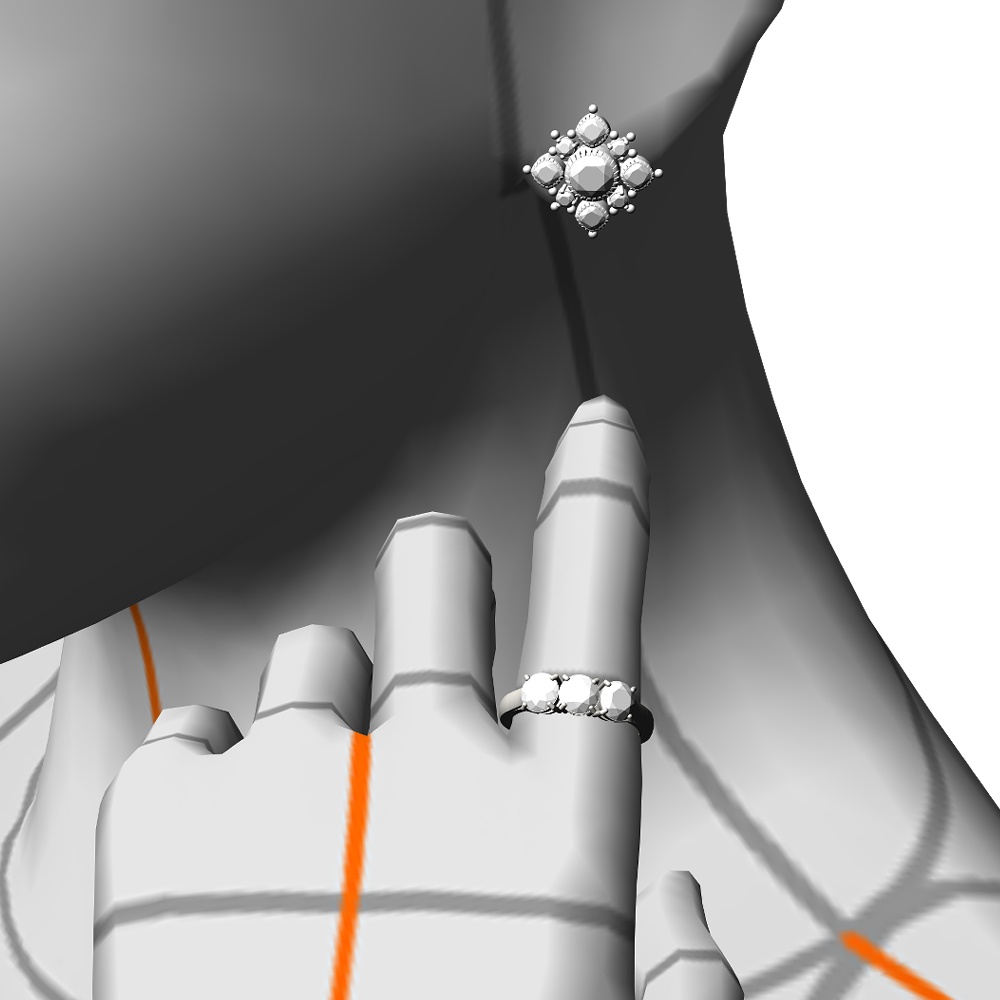 【3Dモデルデータ】3ストーンリング【3D Model 3 Stone Ring】