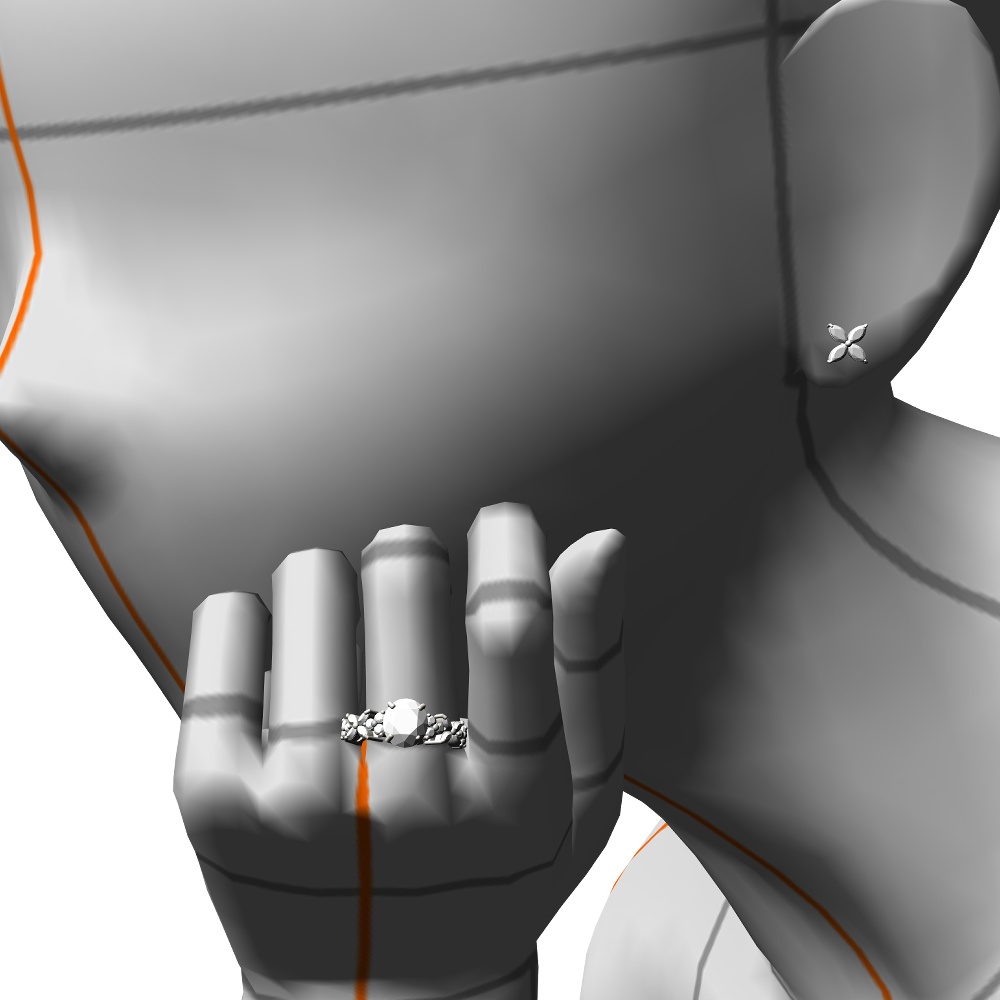 【3Dモデルデータ】オーバルカットダイアモンドリング【3DModel oval cut gemstone ring】