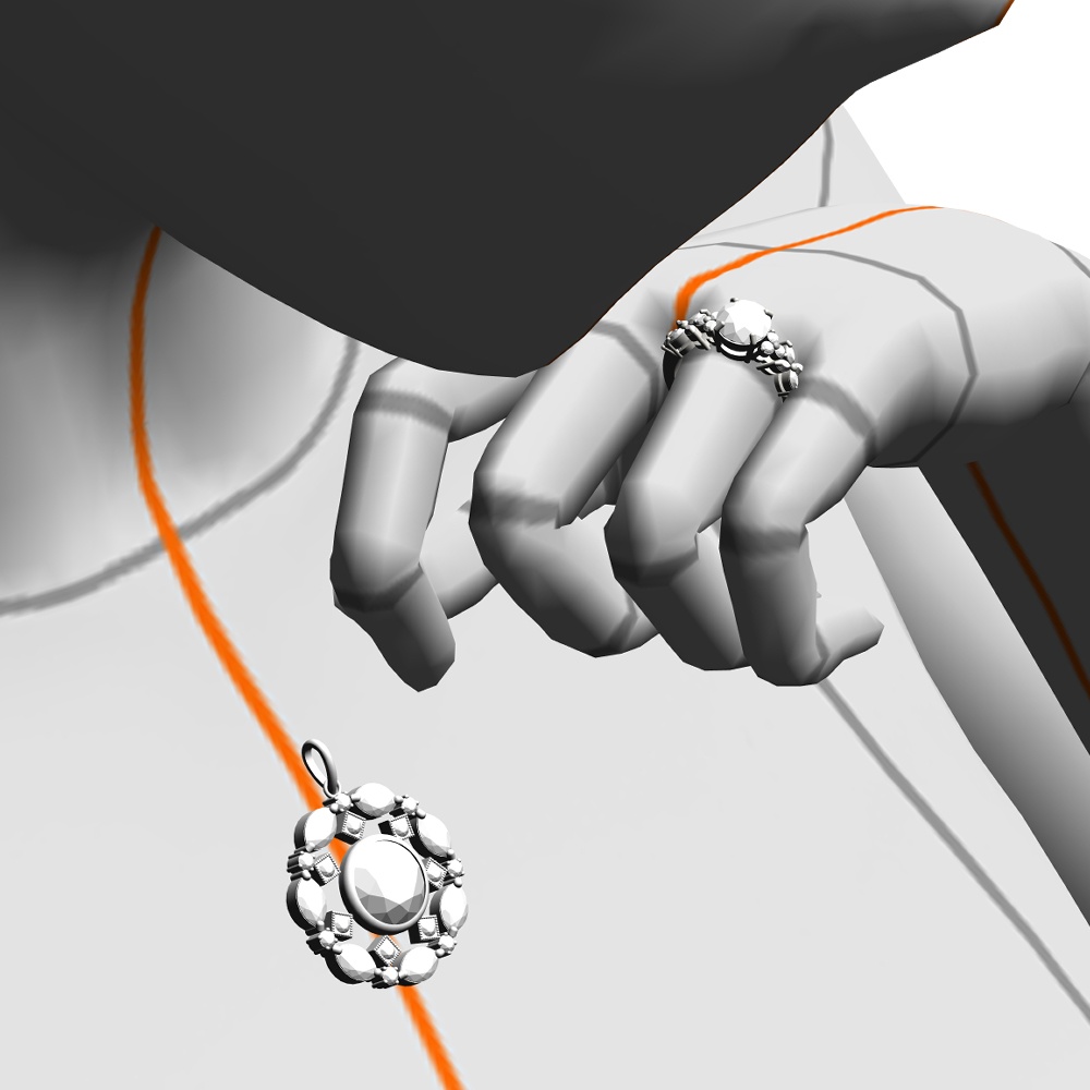 【3Dモデルデータ】オーバルカットダイアモンドリング【3DModel oval cut gemstone ring】