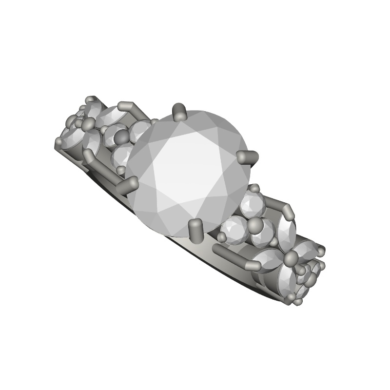 【3Dモデルデータ】オーバルカットダイアモンドリング【3DModel oval cut gemstone ring】