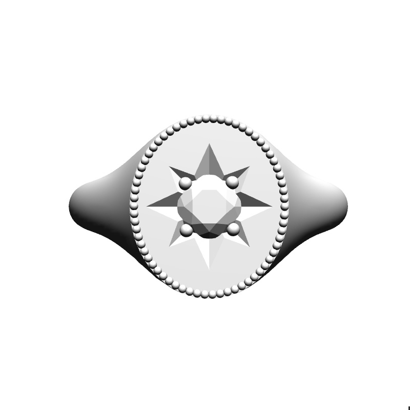 【3Dモデルデータ】シグネットリング【3D Model Signet Ring】