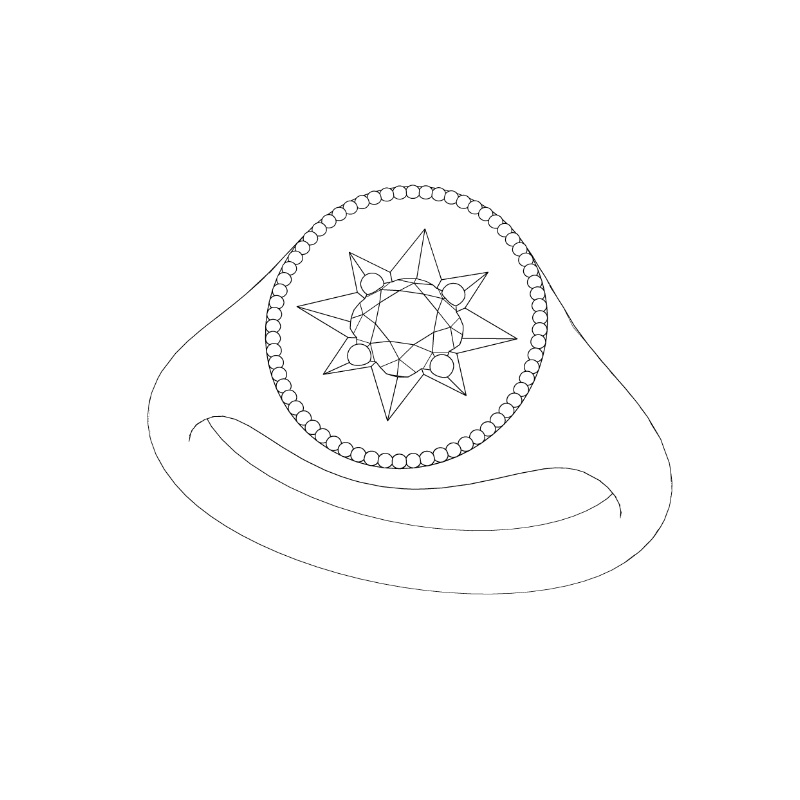 【3Dモデルデータ】シグネットリング【3D Model Signet Ring】