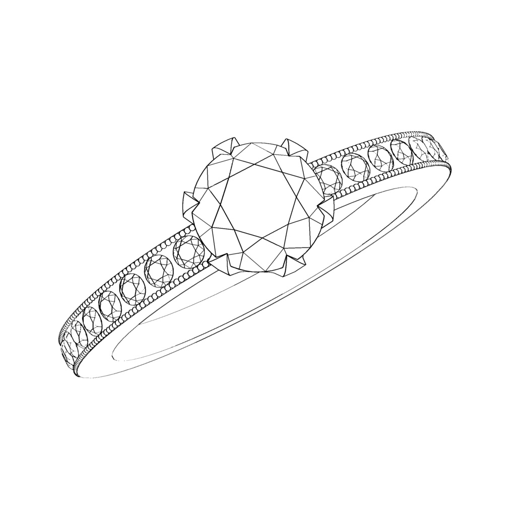 【3Dモデルデータ】ダイアモンドリング2 : ケース付きの婚約指輪【3DModel gemstone ring】