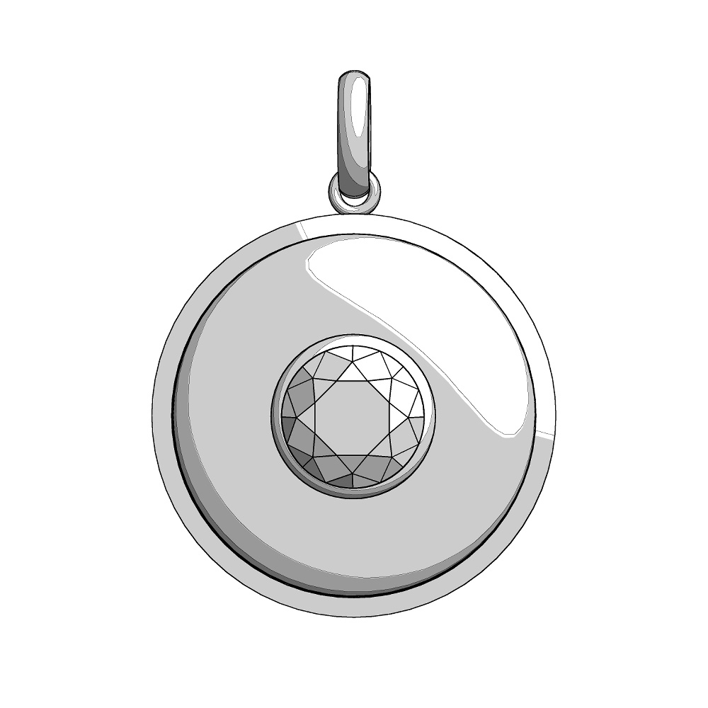 【3Dモデルデータ】ラウンドペンダントトップ【3D Model Round Pendant Top】