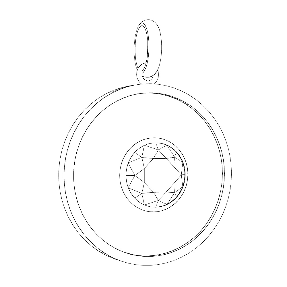 【3Dモデルデータ】ラウンドペンダントトップ【3D Model Round Pendant Top】