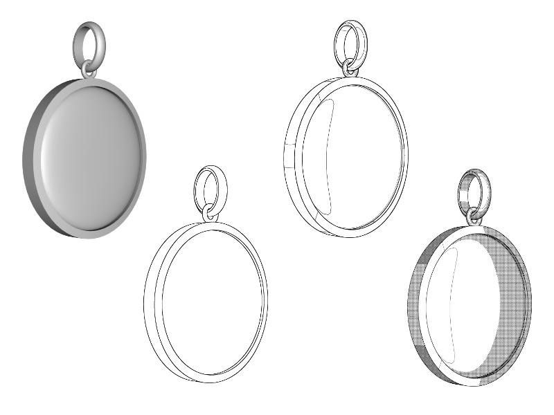 【3Dモデルデータ】ラウンドペンダントトップ【3D Model Round Pendant Top】
