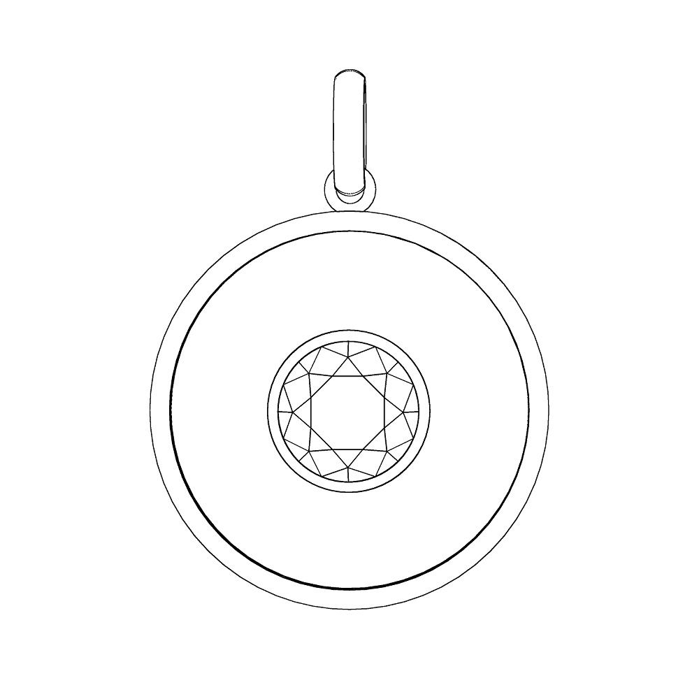 【3Dモデルデータ】ラウンドペンダントトップ【3D Model Round Pendant Top】