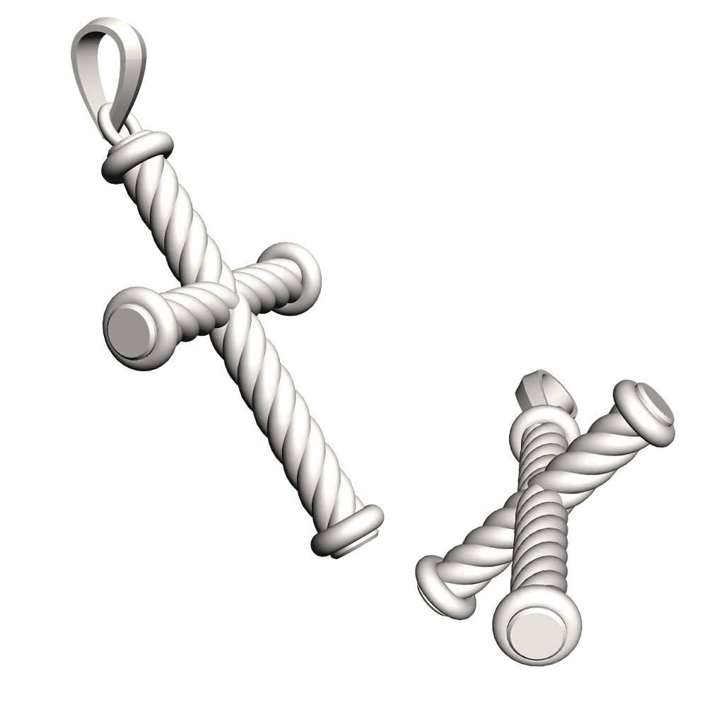 【3Dモデルデータ】クロスペンダント【3D Model gem cross pendant】