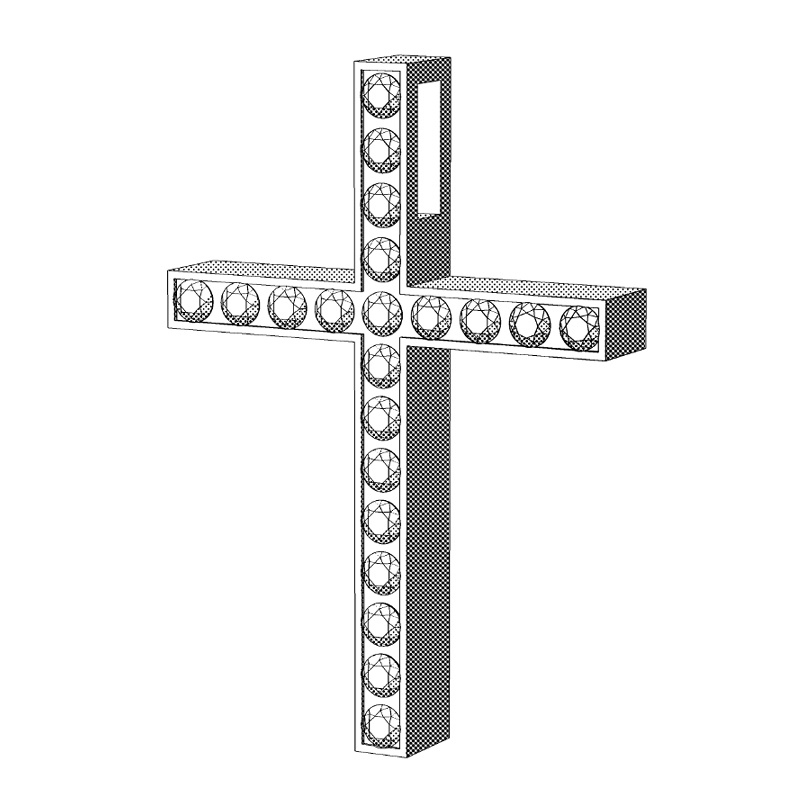 【3Dモデルデータ】クロスペンダント【3D Model gem cross pendant】