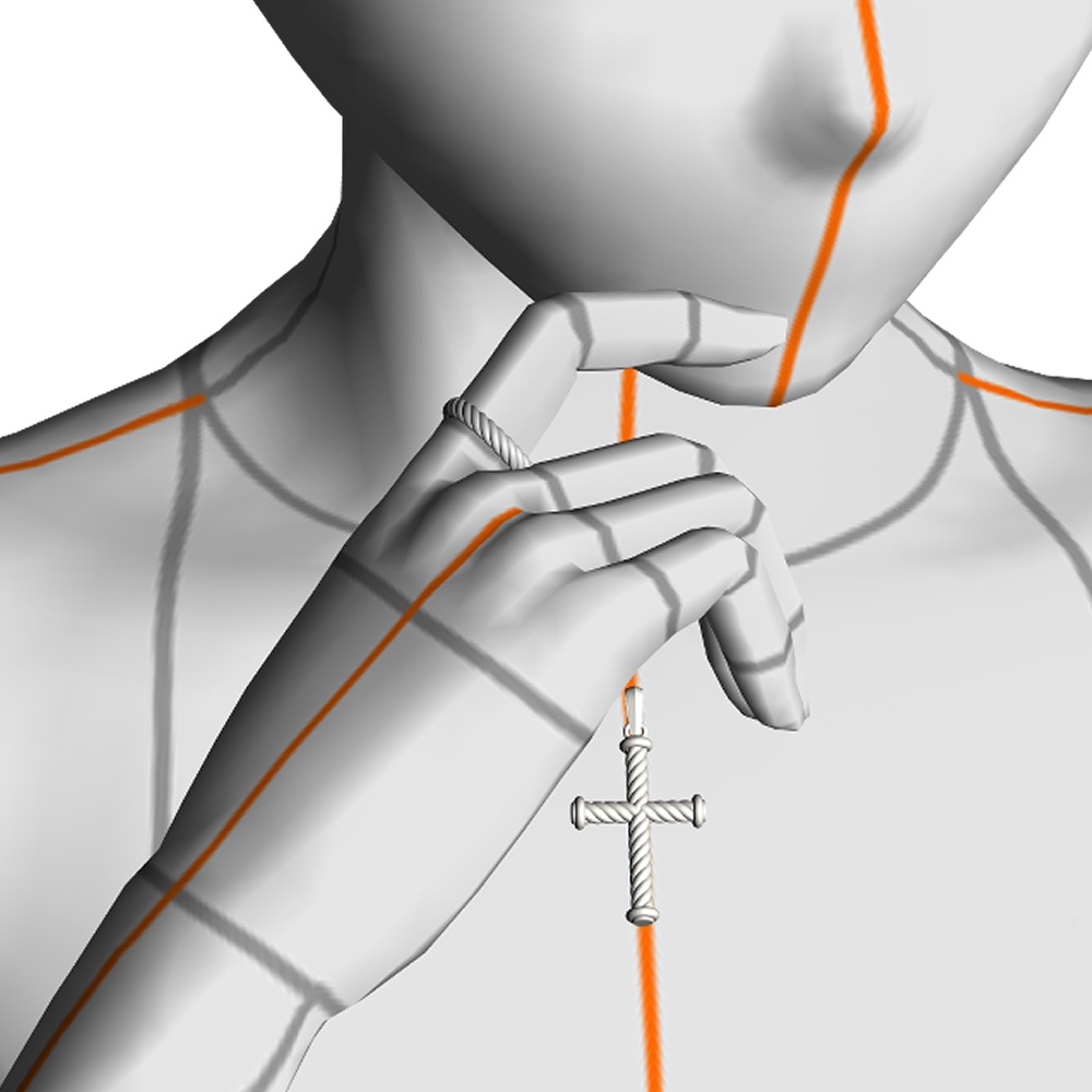 【3Dモデルデータ】クロスペンダント【3D Model gem cross pendant】