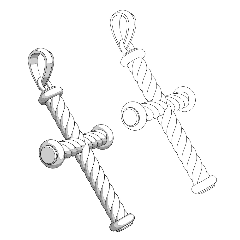 【3Dモデルデータ】クロスペンダント【3D Model gem cross pendant】