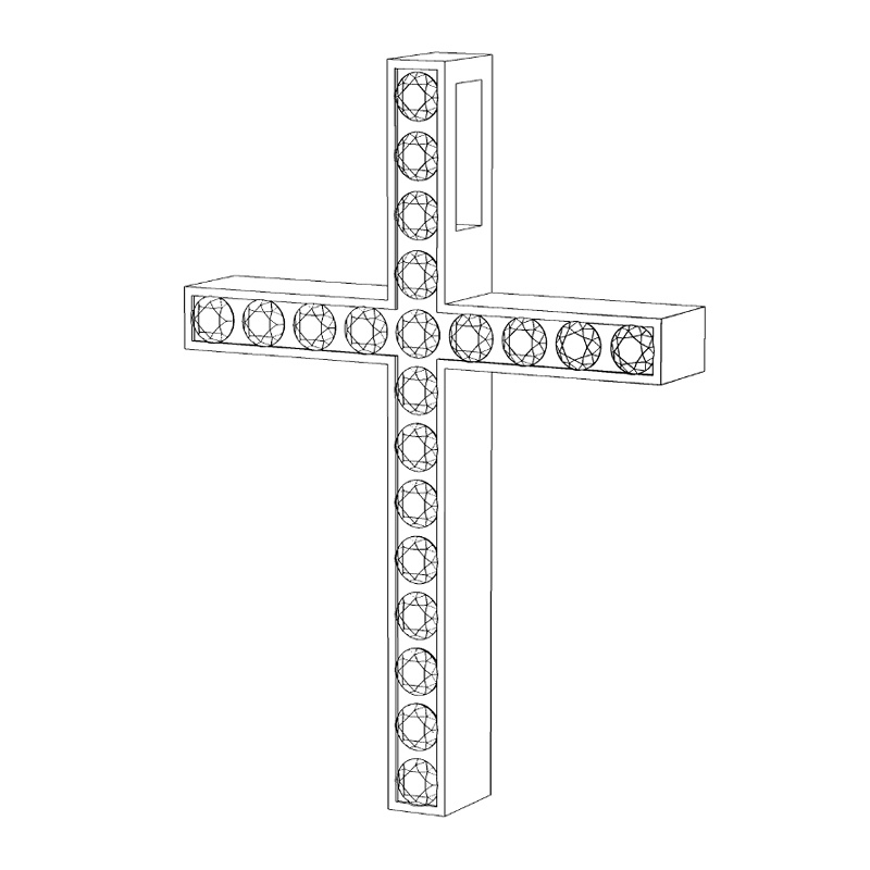 【3Dモデルデータ】クロスペンダント【3D Model gem cross pendant】